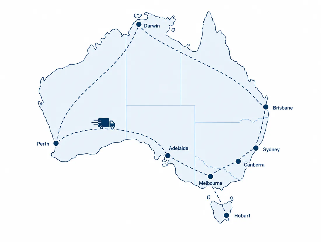 Map of Australia showing Core Coatings delivery to every capital city